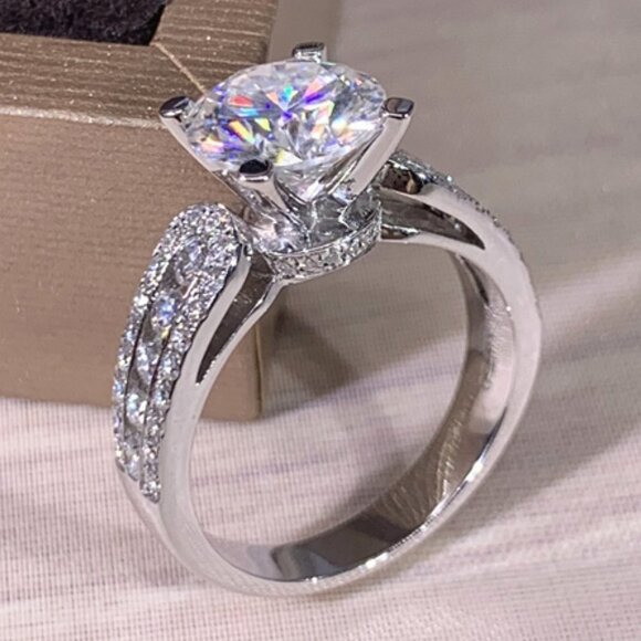 ✔ Accept offer Jewelry - 💍"Engagement Anillos Round Zircon Silver Plated Wedding  UNVN12053
